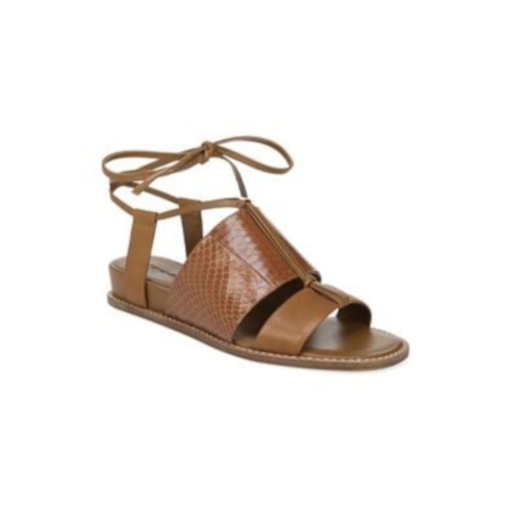 VINCE. Womens Brown Forster Round Toe Wedge Leather Slingback Sandal 6.5 M